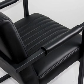Scaun vizitator negru OFF 834 din piele ecologică cu mânere metalice și cadru vopsit