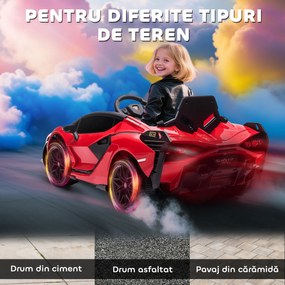 Masina electrica HOMCOM pentru copii 12V Lamborghini, telecomanda, viteza 3-8 km/h, 108x62x40cm, Rosie | Aosom Romania