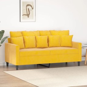 348881 vidaXL Canapea cu 2 locuri, galben, 140 cm, catifea