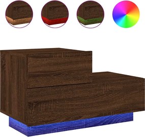 vidaXL Noptieră cu lumini LED, stejar maro, 70x36x40,5 cm