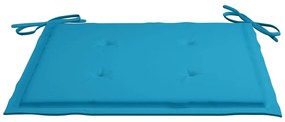 Scaune de bucatarie cu perne albastre, 8 buc. lemn masiv de tec 8, Albastru