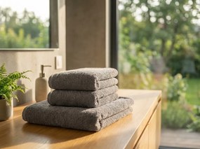 Prosop NORIELLE 70x140 cm gri inchis, 100% bumbac