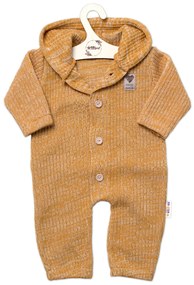 Baby Nellys Tricotat per total cu glugă și butoane Fabricat manual, miere înțepat 56-62 (0-3 m)
