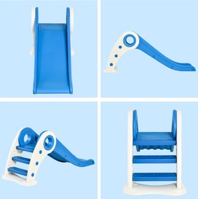 HOMCOM Toboggan Copil Pliabil 3 pana la 6 Ani Utilizare interior exterior dim. 120L x 50l x 56H cm HDPE Albastru | Aosom Romania