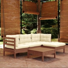3096355 vidaXL Set mobilier grădină cu perne, 5 piese, maro miere, lemn de pin