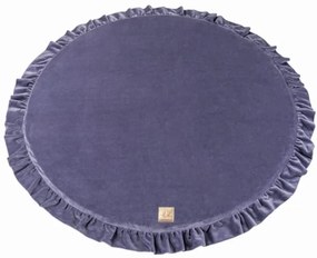 Saltea rotunda pentru joaca din spuma, Catifea Blue cu volanas, diametru 100 cm