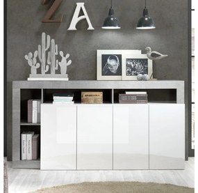 Comodă LENOR, alb/gri cu aspect beton