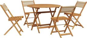 vidaXL Set mobilier de grădină 5 piese polipropilenă bej/lemn masiv