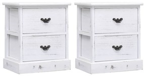 284061 vidaXL Noptiere, 2 buc., alb, 38 x 28 x 45 cm, lemn de paulownia