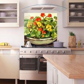 Panou Sticla Bucatarie, 60x60cm, Protectie aragaz, Antistropi, Termorezistent, Alimente, Legume, Flower Food
