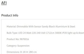 Lustra suspendata lumina ambientala LED AFI