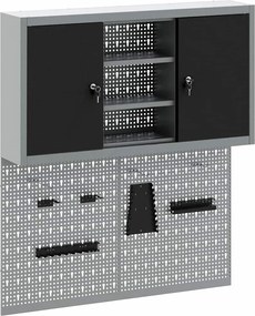 vidaXL Set dulap de unelte 3 pcs Negru Oțel vopsit electrostatic