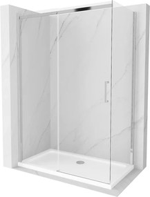 Mexen Omega cabina de duș glisantă 140 x 70 cm, transparent, crom + cadă de duș Flat - 825-140-070-01-00-4010