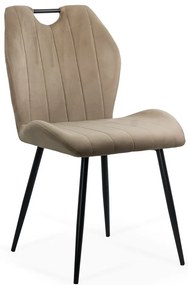 Scaun living bej din catifea cu cadru metalic si spatar ergonomic BUC 204