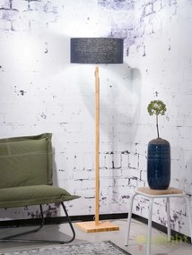 Lampadar modern cu baza din lemn si abajur textil FUJI, albastru FUJI/F/4723/BD