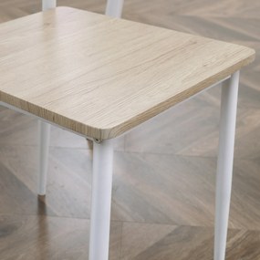 Homcom Set Tavolo con 2 Sedie da Pranzo in Legno e Metallo, Bianco