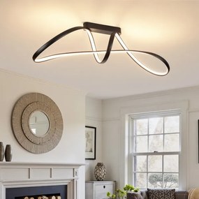 Brilagi-LED Lustră aplicată dimmabilă TWISTER LED/60W/230V 3000-6000K neagră + telecomandă