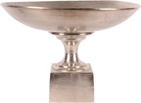 Platou rotund din aluminiu, argintiu, pe bază, finisaj nichelat, 51 x 72 cm, „Festin”