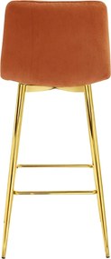 Scaun de bar POZZA VELVET cu picioare aurii, teracota