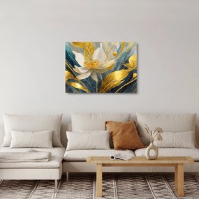 Tablou pe sticlă - Pictura de flori de aur (70x50 cm)