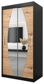 Dulap de haine 100 cm Eclipse (Negru mat + Stejar artisan). 1063377
