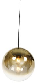 Lampă suspendată Art Deco neagră cu sticlă aurie 33 cm - Pallon