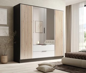 Dulap cu oglinzi, Neri, ADRK Furniture (Latime: 150 cm, Culoare: Grafit / Grafit)