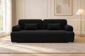 Canapea extensibilă Celeste din boucle, negru, cu ladă de depozitare