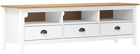 vidaXL Comodă TV Hill, alb, 158x40x47 cm, lemn masiv de pin