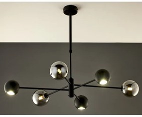 Lustră pe tijă Jupiter 1974 MOKA 3xGU10/10W/230V + 3xG9/10W/230V negru/crom