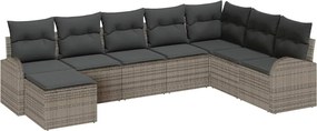 vidaXL Set de canapele pentru grădină cu pernă 8 pcs Gri Rattan poli