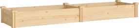 Outsunny Pat înălțat din lemn, cutie de plantare cu separator și bază deschisă, seră timpurie pentru grădină 235 x 66 x 26 cm lemn natural | Aosom Romania