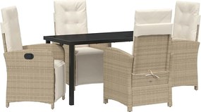 vidaXL Set de masă pentru grădină cu pernă 5 pcs Bej poliratan