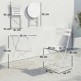 Outsunny Set Bistro Pliabil pentru Exterior cu Masă și 2 Scaune, Alb | Aosom Romania