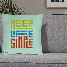 Perna Decorativa Keep Life Simple Colorat, 40x40 cm, Verde Menta, Husa Detasabila, Perna Inclusa, BEKZ®