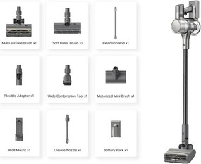 Resigilat: Aspirator vertical Dreame R20 VTV97A, 190 AW, 2 moduri, 0,6 l, 90 min, HEPA, Ecran LCD, Negru