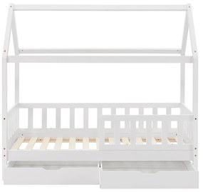 Patut Marli 90 x 200 cm cu 2 sertare si grilaj cu lamele - alb