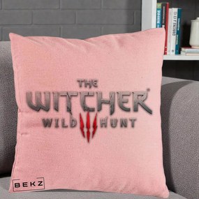Perna Personalizata The Witcher 3 Wild Hunt, 40x40 cm, Roz, Husa Detasabila, Perna Inclusa, BEKZ®