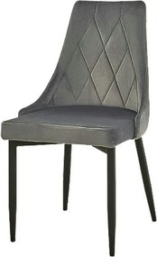 Scaun tapitat TRIX B, gri/negru, stofa catifelata/metal, 49x47x89 cm