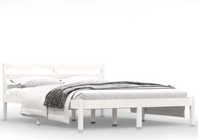 vidaXL Cadru de pat, alb, 140x190 cm, lemn masiv de pin