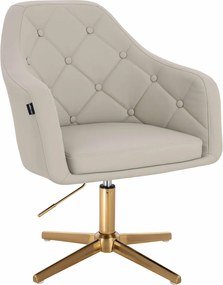 HR831CROSS Scaun Ecru Piele Ecologica Premium Soft cu Bază Aurie