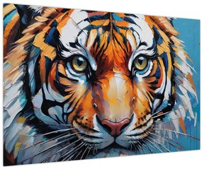 Tablou - Vedere a unui tigru, pictură (90x60 cm)