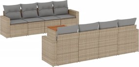 vidaXL Set canapele de grădină, 9 piese, cu perne, bej, poliratan