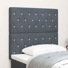 vidaXL Tăblie gri închis din catifea cu butoane cristal, 100 cm