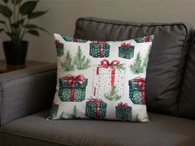 Set de 2 huse decorative pentru perna CHRISTMAS PRESENT 45x45 cm, crem