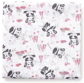 Set 3 museline 80 x 80 cm model panda - alb si roz Inter Baby
