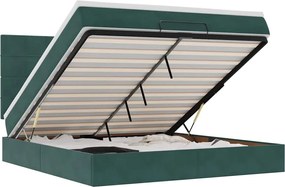 vidaXL Cadru de pat otoman cu saltele, catifea verde închis 180x200cm