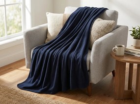 Patura din fleece MELVIRA DUO, albastru inchis Dimensiune: 180 x 200 cm
