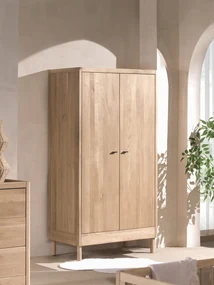 Dulap cu 2 Uși Forrest Oak pentru Camera Copii, din Lemn Masiv de Stejar, Natur – Vipack