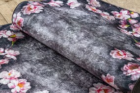 ANDRE 28170 covor lavabil Flori anti-alunecare - gri / roz